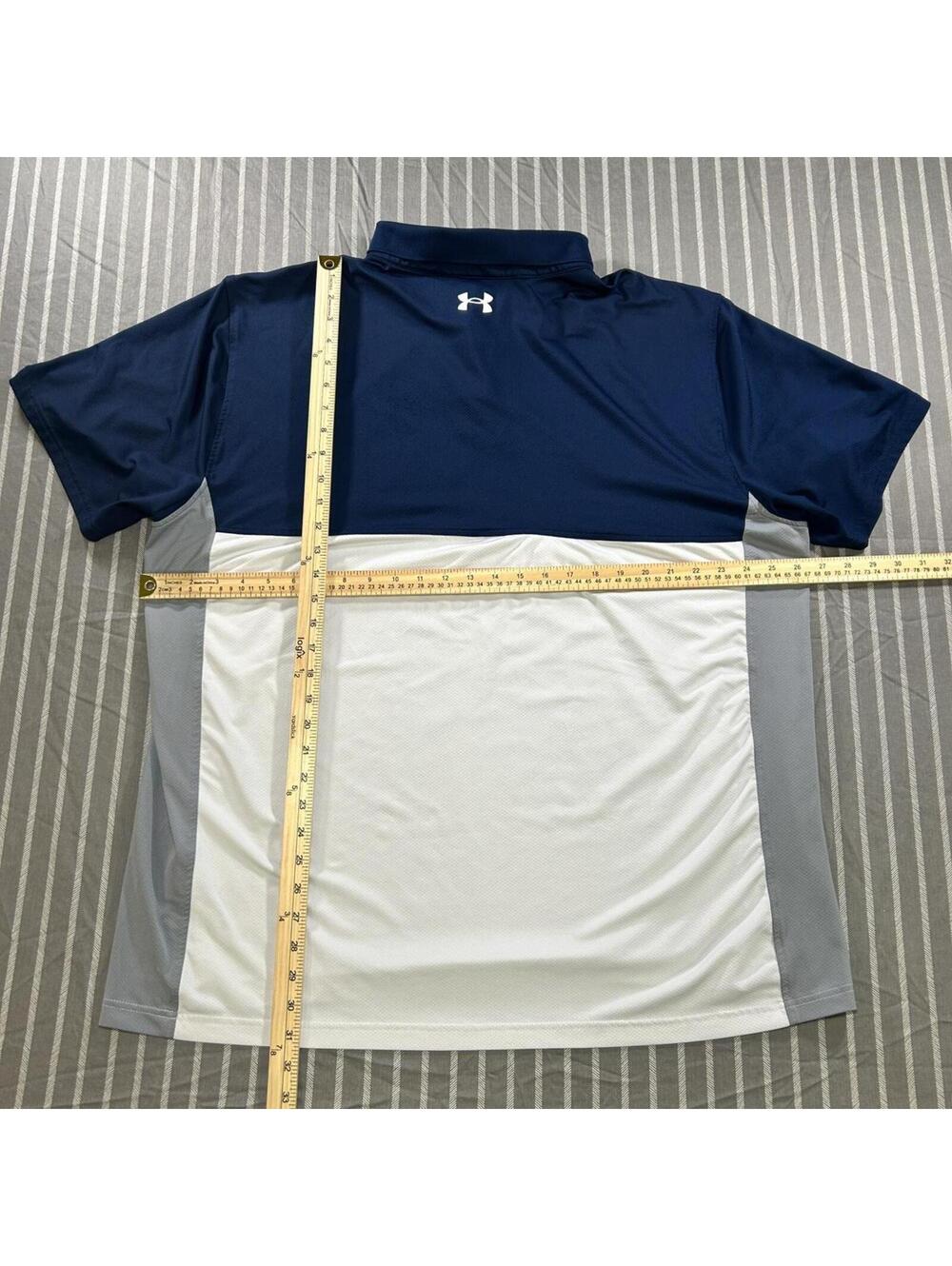 Under Armour Performance Polo Men Size 2XL Blue White - Picture 3 of 3